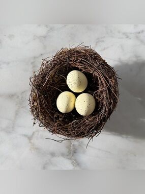 Faux Bird’s Nest with Faux Eggs for Decoration, Spring, Easter, Birds
